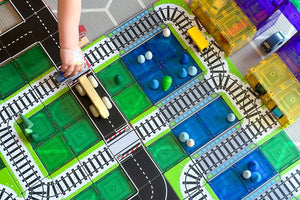 Learn & Grow Toys - Magnetic Tile Topper - Train Track Pack (36 Piece)