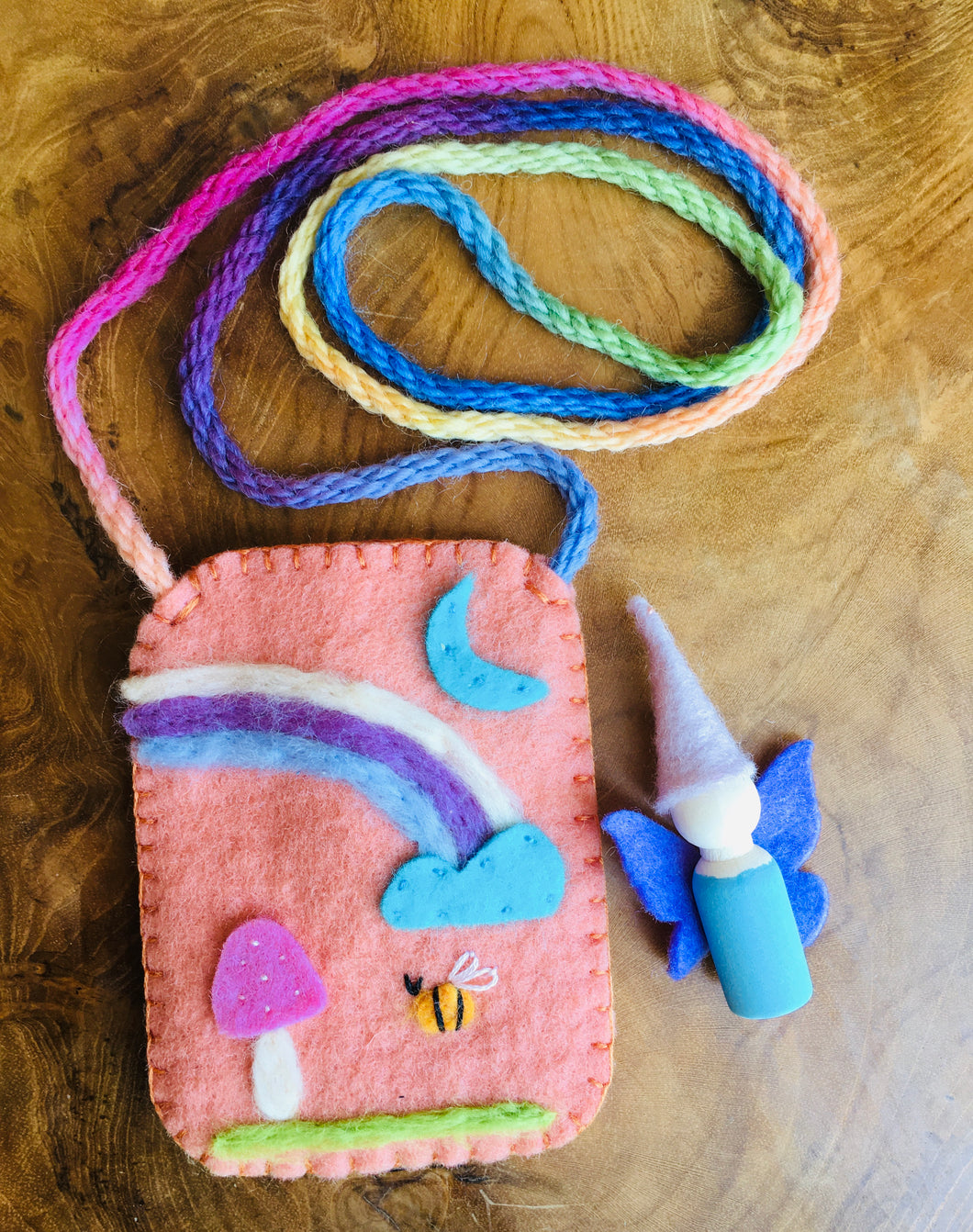 Felt Pouch with Fairy- Magic moon