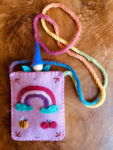 Felt Pouch with Fairy- Butterfly & Bee