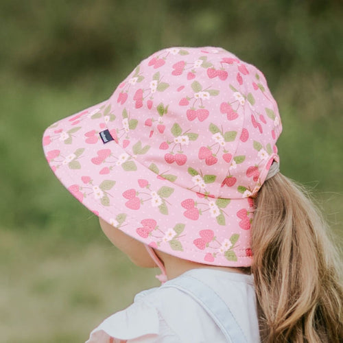Kids Ponytail Bucket Sun Hat - Strawberry 1-2 yr & 2-3 yr