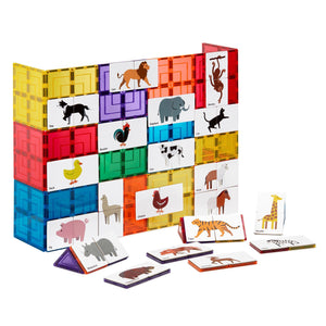 Learn & Grow Toys - Magnetic Tile Topper - Duo Animal Puzzle Pack (40 Piece)