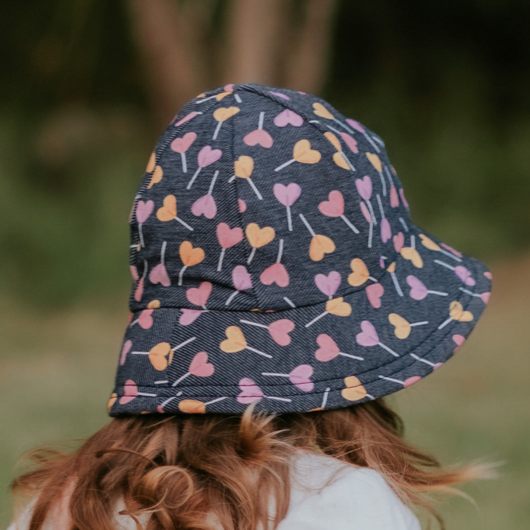 Kids Ponytail Bucket Sun Hat - Lollipop 1-2 yr & 2-3 yr