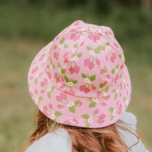 Load image into Gallery viewer, Kids Ponytail Bucket Sun Hat - Strawberry 1-2 yr &amp; 2-3 yr