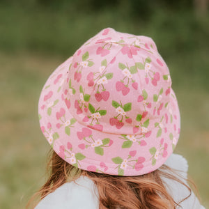 Kids Ponytail Bucket Sun Hat - Strawberry 2-3 yr