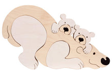 Load image into Gallery viewer, Fauna Polar Bear &amp; Cubs Fauna wooden puzzle 10 pieces