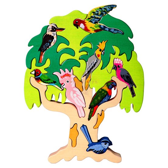 Fauna Australian Bird Tree Wooden Puzzle 17 Pieces