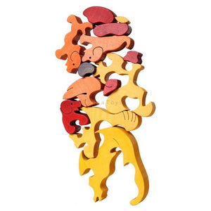 Fauna Dog & puppies brown wooden puzzle
