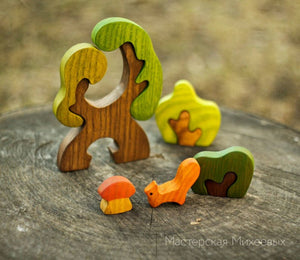 Mikheev Wooden Tree, Squirrel and mushroom puzzle