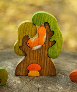 Mikheev Wooden Tree, Squirrel and mushroom puzzle