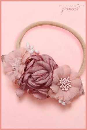Petticoat Princess Mini Flower Headband- Fits 3 months to 10 yrs