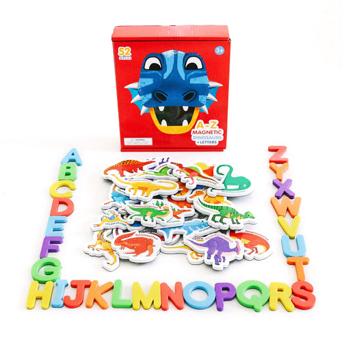 Magnetic Dinosaurs and Letters with Poster