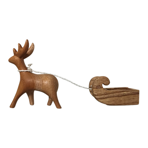 Papoose Wooden Reindeer and Sleigh